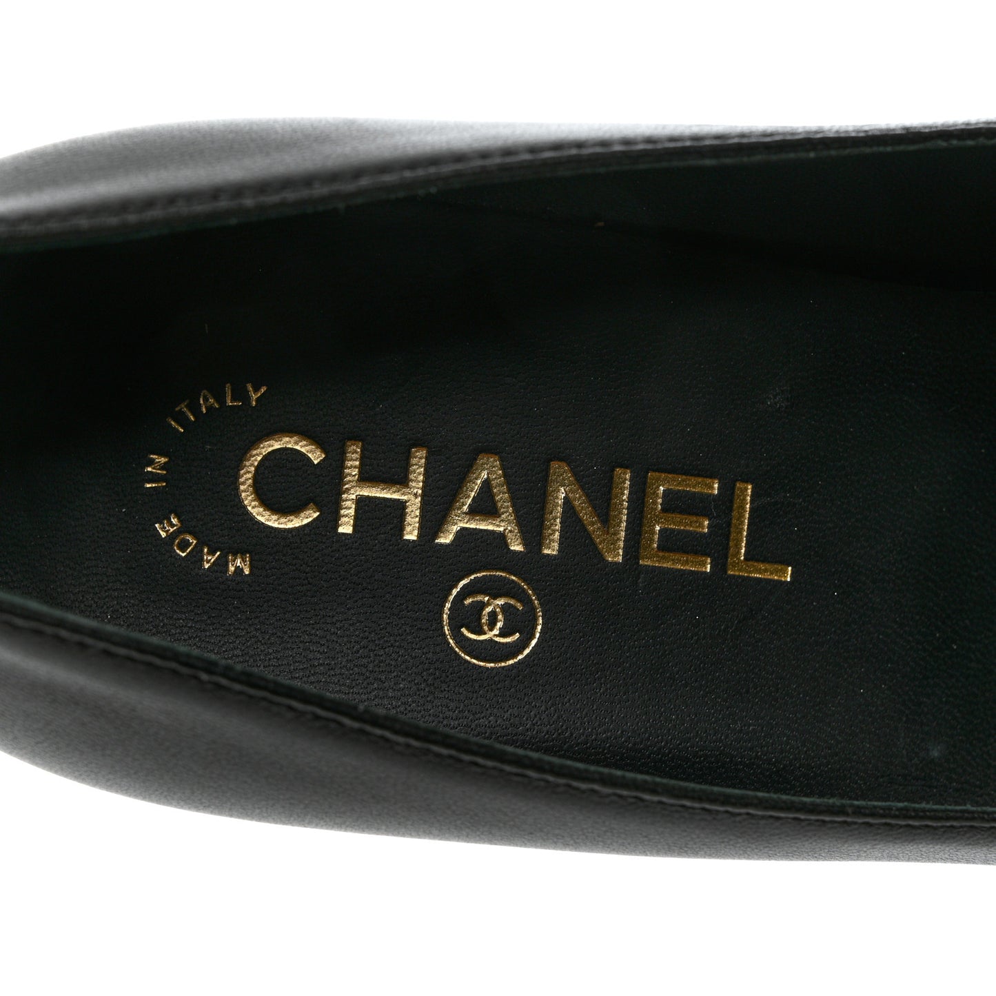 Lambskin Patent Calfskin Cap Toe CC Pumps 36 Black