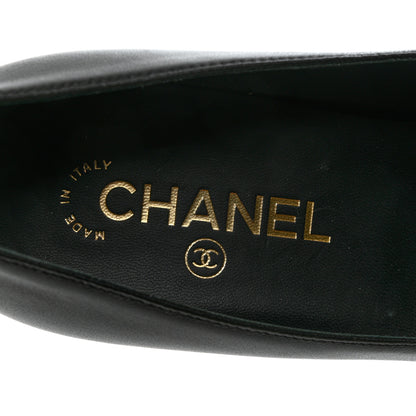 Chanel Lambskin Patent Calfskin Cap Toe CC Pumps 36 Black 6 of 11