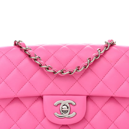Chanel Lambskin Quilted Mini Rectangular Flap Neon Pink 7 of 11