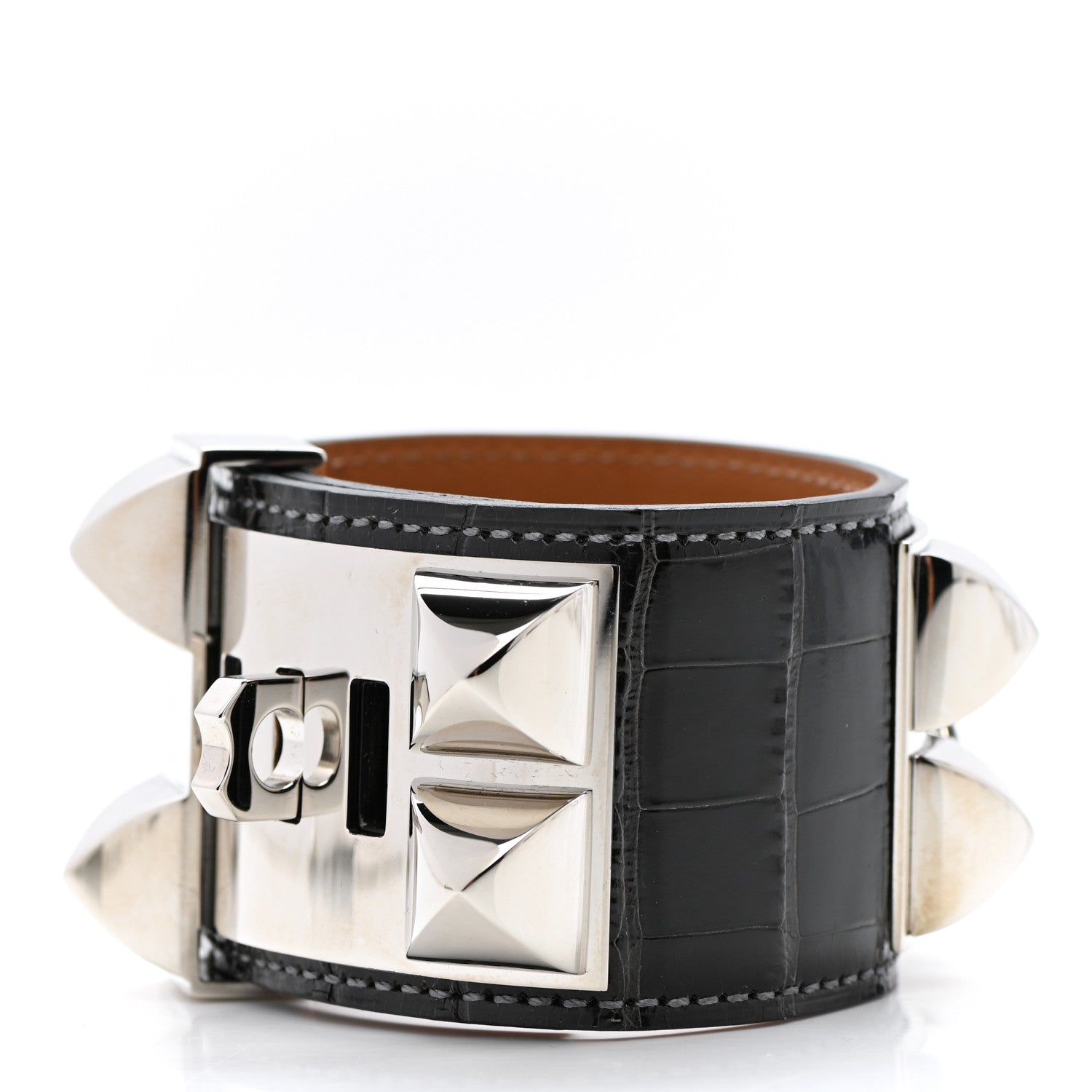 Hermes Shiny Alligator Collier de Chien CDC Bracelet S Graphite 3 of 5