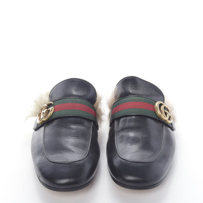 Gucci Goatskin Fur Web GG Mens Princetown Slippers 8 Black 2 of 8