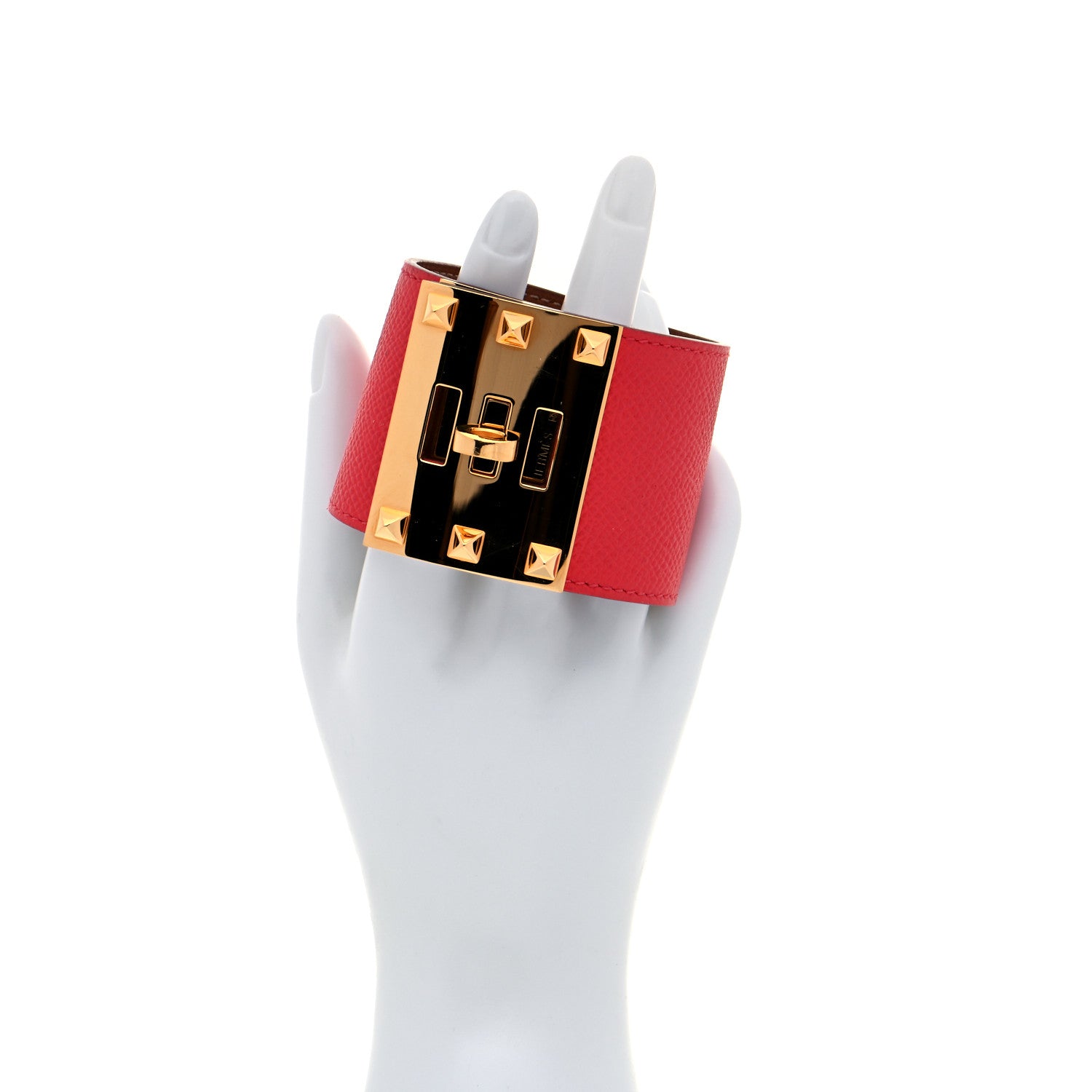 Hermes Epsom Kelly Dog Extreme Bracelet L Rouge Casaque 2 of 6