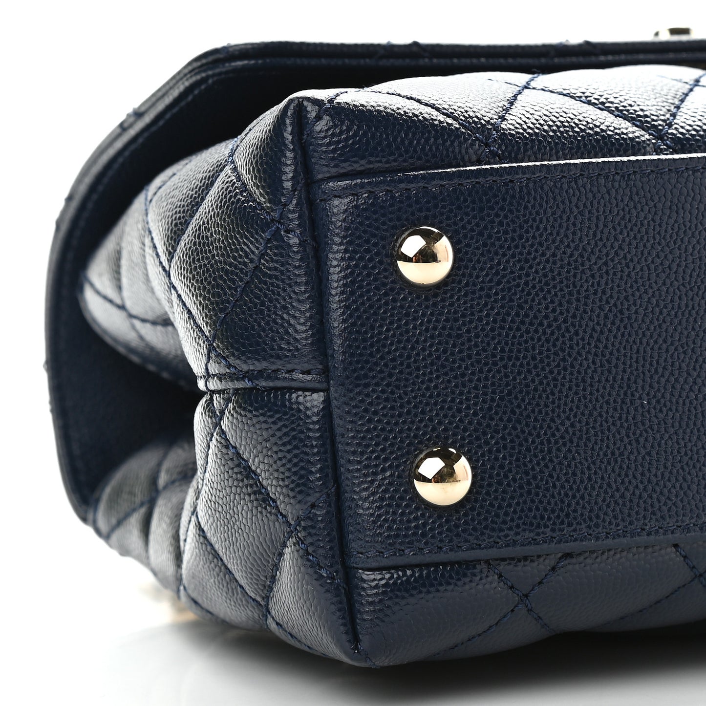 Caviar Quilted Lizard Embossed Mini Coco Handle Flap Navy Blue
