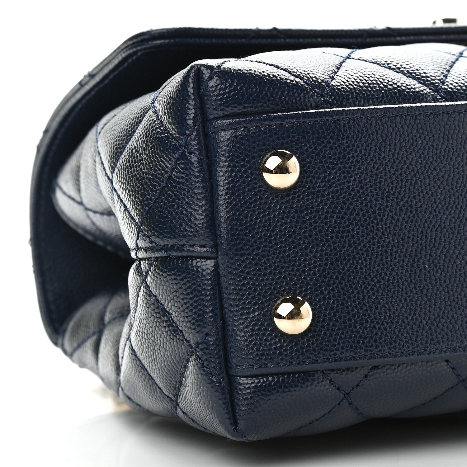 Chanel Caviar Quilted Lizard Embossed Mini Coco Handle Flap Navy Blue 5 of 9