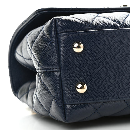 Chanel Caviar Quilted Lizard Embossed Mini Coco Handle Flap Navy Blue 5 of 9