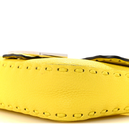 Fendi Cuoio Roma Sellerissima Nappa Sintetica Tape Stitch Mini Baguette Acid Yellow 9 of 15