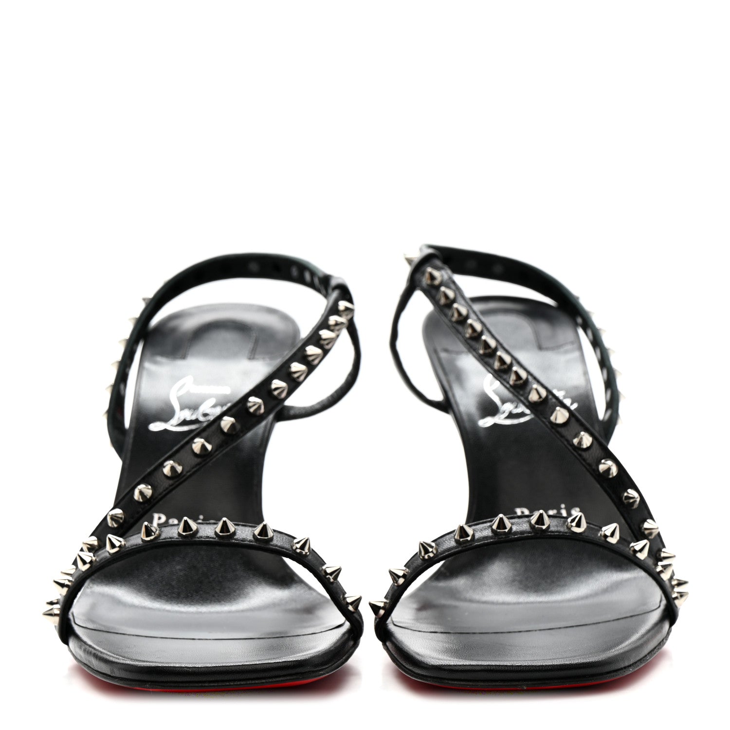 Christian Louboutin Nappa Rosa Condorapik 85 Spike Sandals 38.5 Black 3 of 11