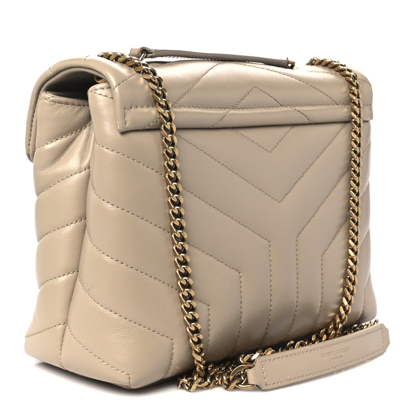Calfskin Y Quilted Monogram Small Loulou Chain Satchel Dark Beige