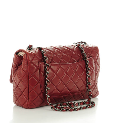 Chanel Lambskin Quilted Jumbo Single Flap Dark Red 3 of 8