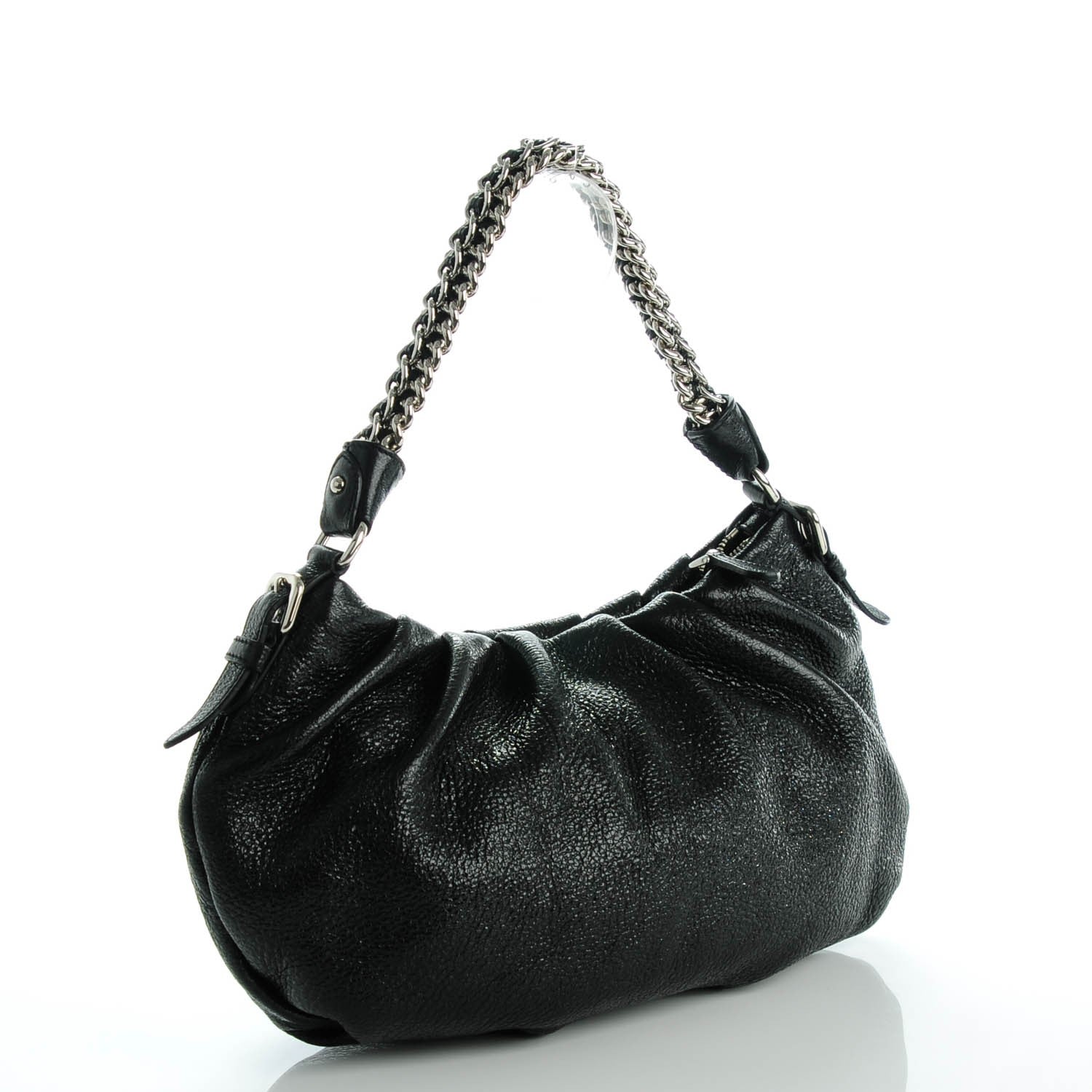 Prada Cervo Lux Chain Hobo Nero Black 3 of 8