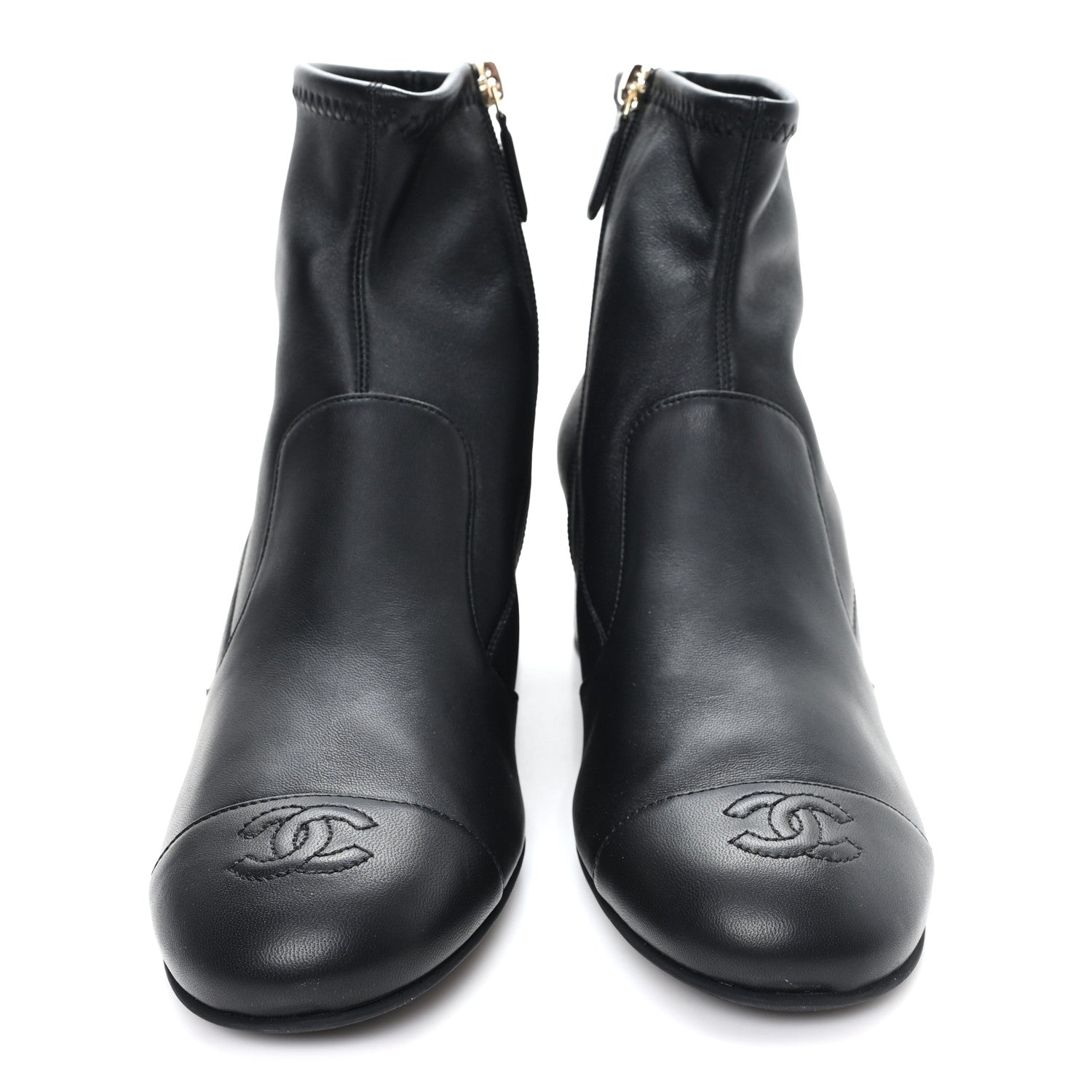 Chanel Stretch Lambskin Cap Toe CC Uniform Short Boots 39 Black 3 of 9