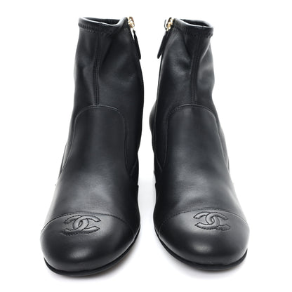 Chanel Stretch Lambskin Cap Toe CC Uniform Short Boots 39 Black 3 of 9
