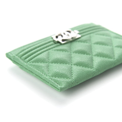 Chanel Caviar Quilted Boy Card Holder Green 6 of 12