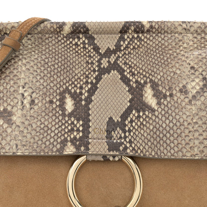 Chloe Snakeskin Suede Medium Faye Shoulder Bag Desert Beige 8 of 13