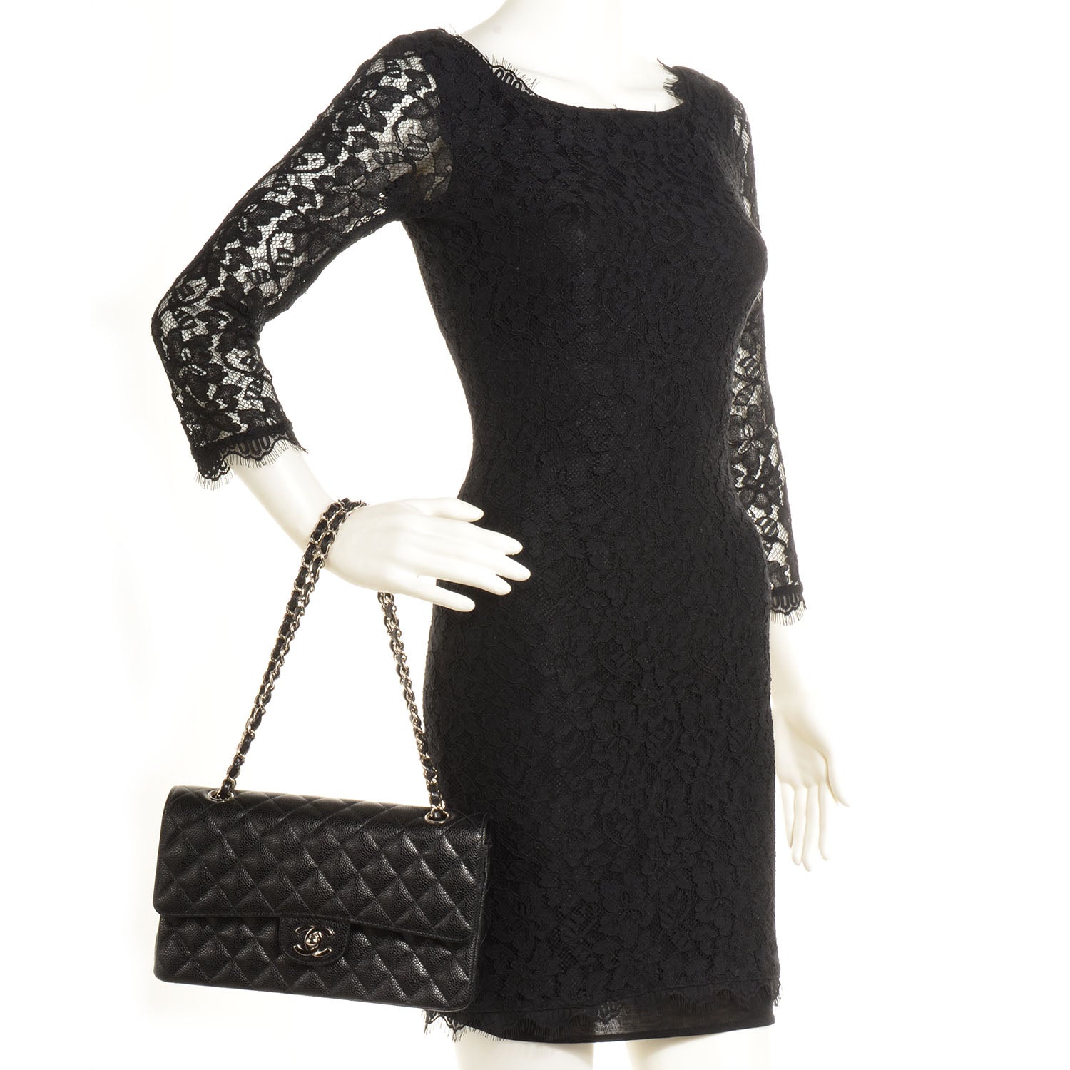 Chanel Caviar Quilted Medium Double Flap Black 2 of 8