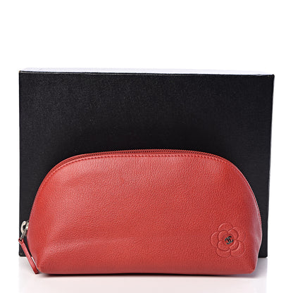 Chanel Goatskin Camellia Embossed Cosmetic Case Red 8 of 8