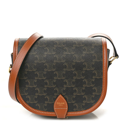 Celine Triomphe Canvas Medium Folco Bag Tan 1 of 9