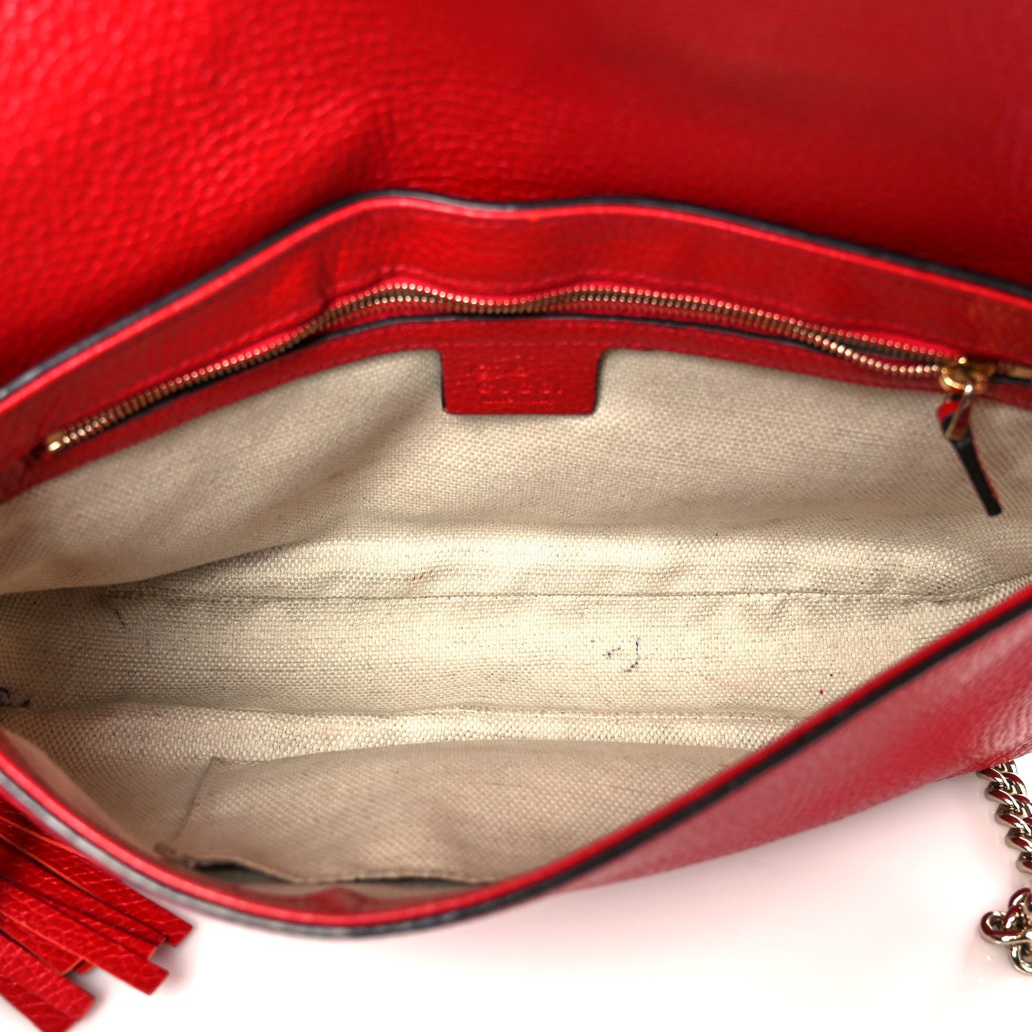Gucci Pebbled Calfskin Medium Soho Flap Crossbody Vibrant Red 5 of 11
