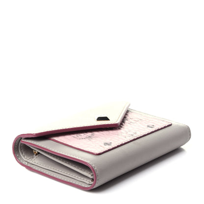 MCM Visetos Mini Love Letter Flap Wallet Pink Beige 4 of 12