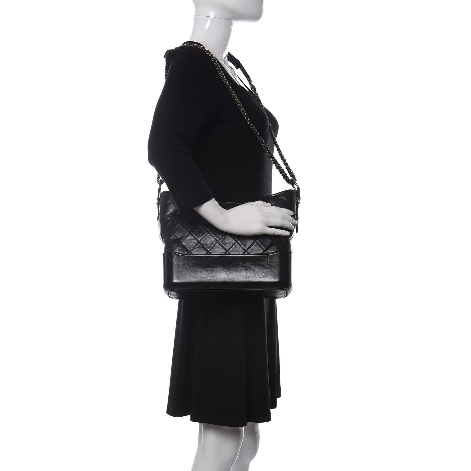 Chanel Aged Calfskin Quilted Medium Gabrielle Hobo Black 2 of 10