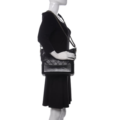 Chanel Aged Calfskin Quilted Medium Gabrielle Hobo Black 2 of 10
