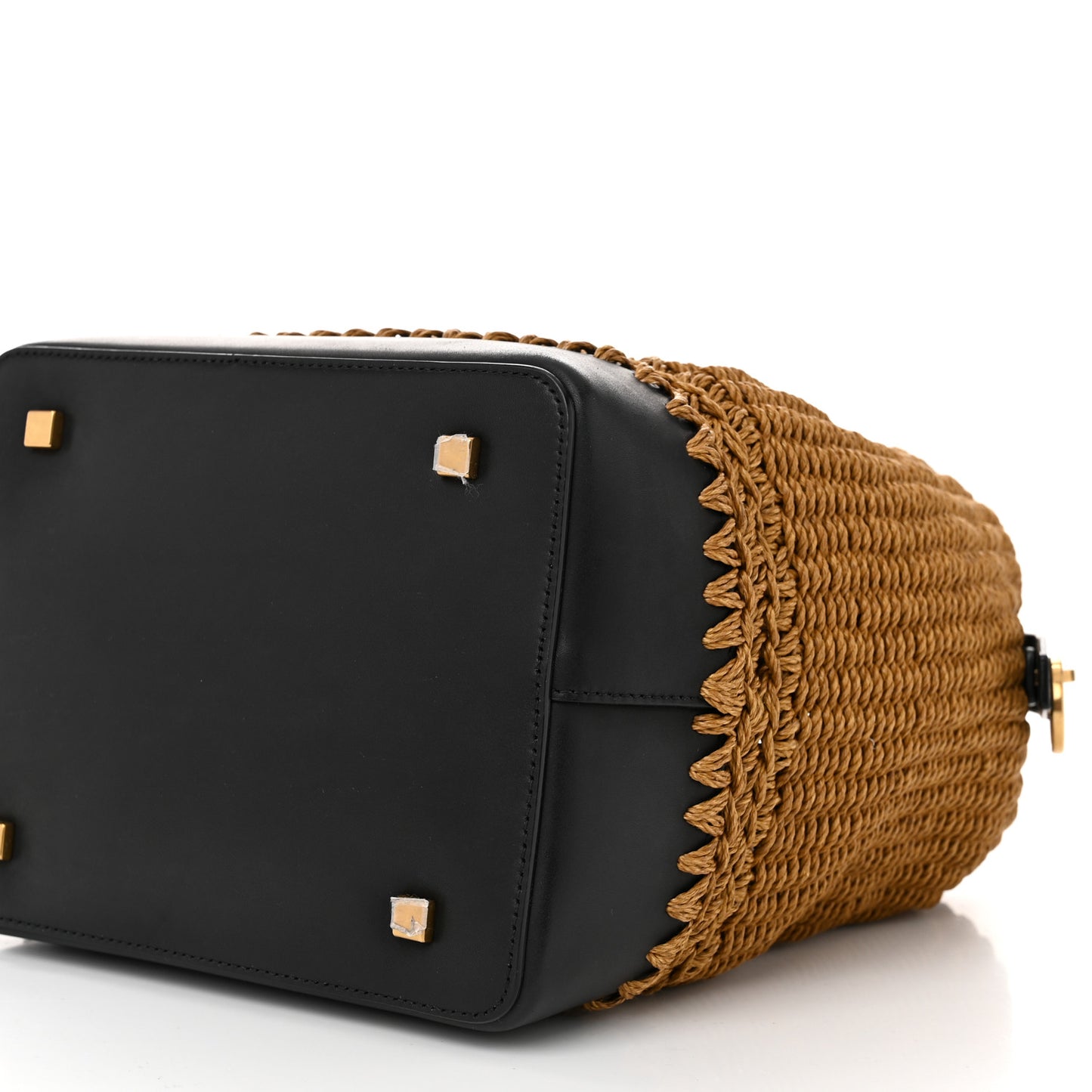 Raffia Vegetable Le 37 Bucket Bag Natural Black