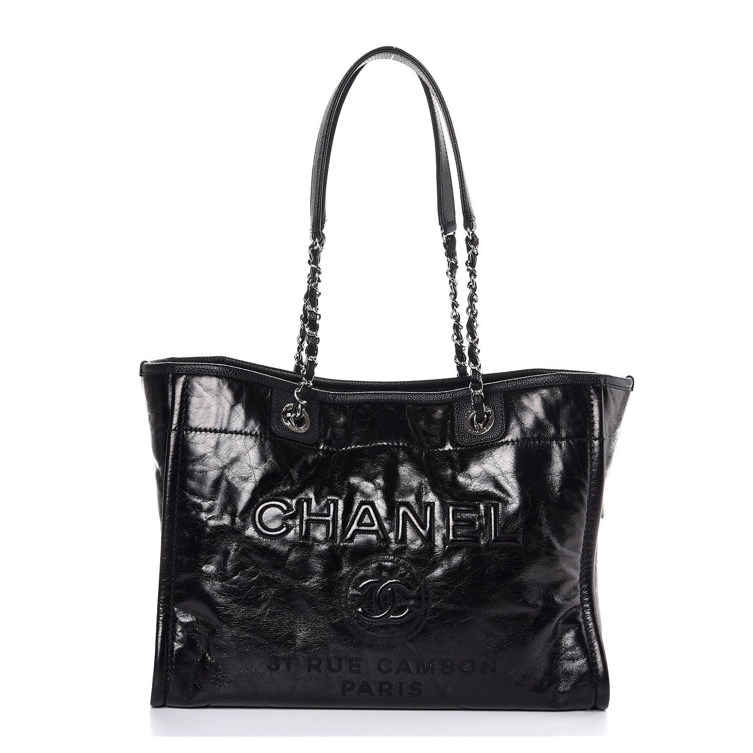 Chanel Glazed Calfskin Small Deauville Tote Black 1 of 8