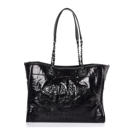 Chanel Glazed Calfskin Small Deauville Tote Black 1 of 8
