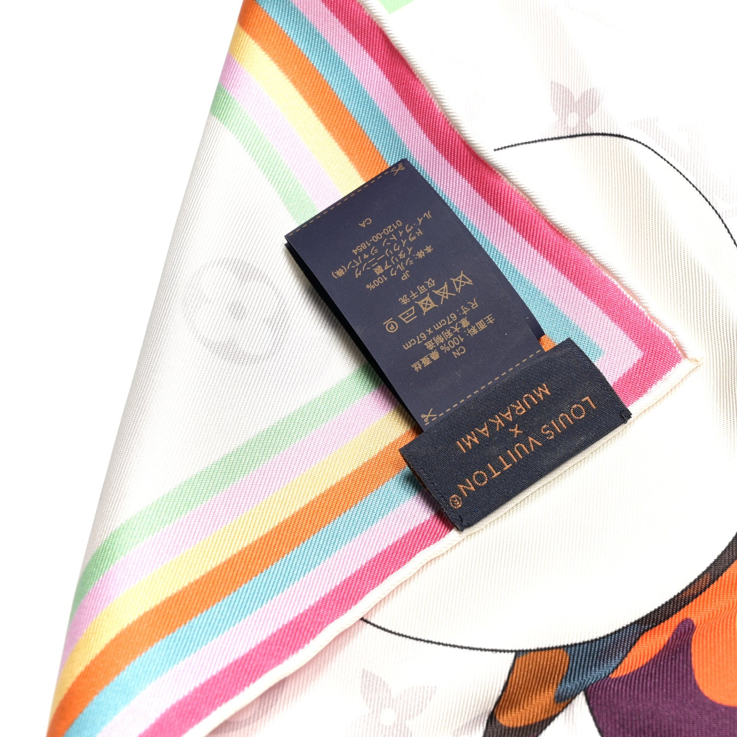LV X TM Silk Monogram Superflat Characters Square Scarf 70 Brown White
