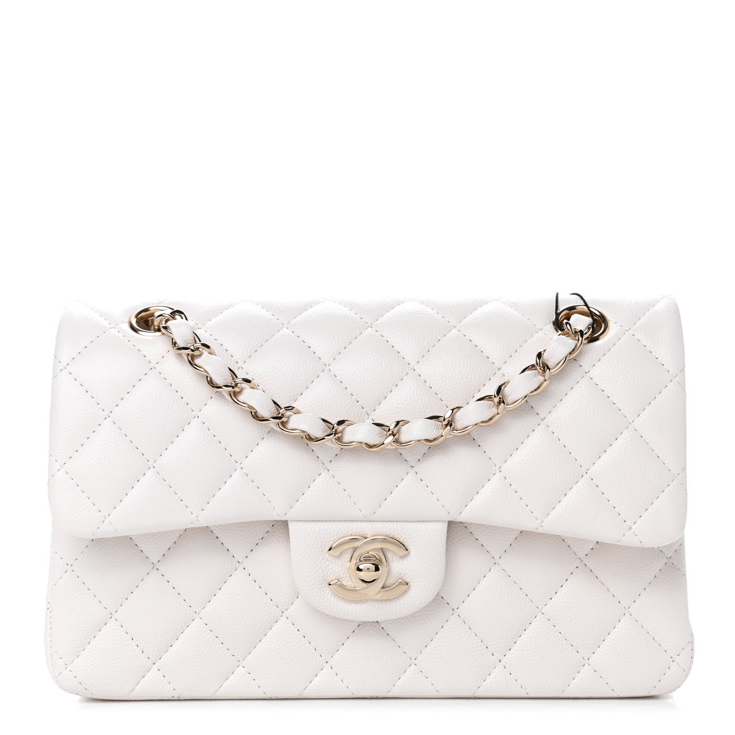 Caviar Quilted Small Double Flap White