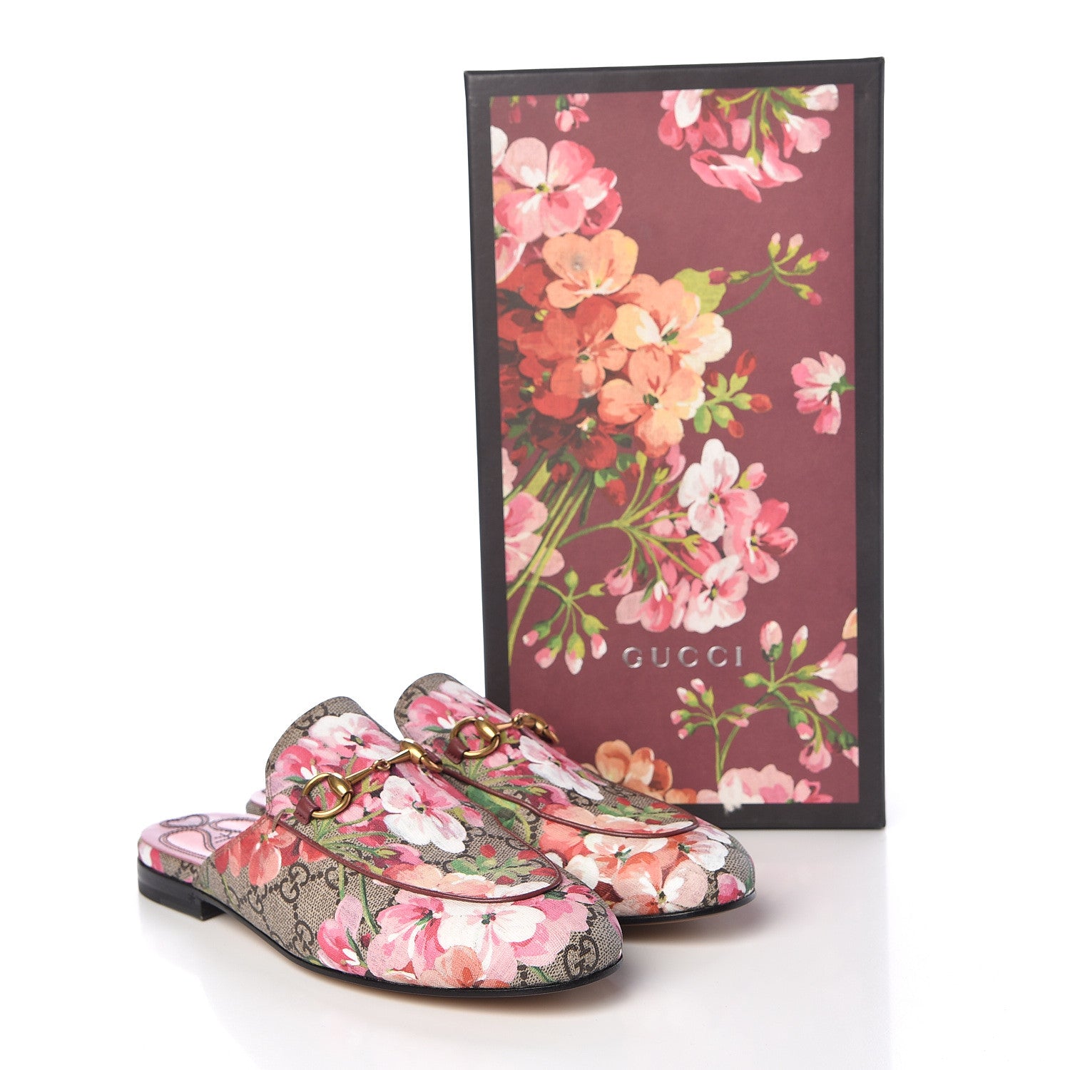 Gucci GG Supreme Monogram Blooms Womens Princetown Slippers 36.5 Beige Multicolor Dry Rose 11 of 11