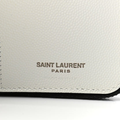 Saint Laurent Grain De Poudre Matelasse Dotted Squares Monogram Compact Zip Around Wallet White Black 7 of 7