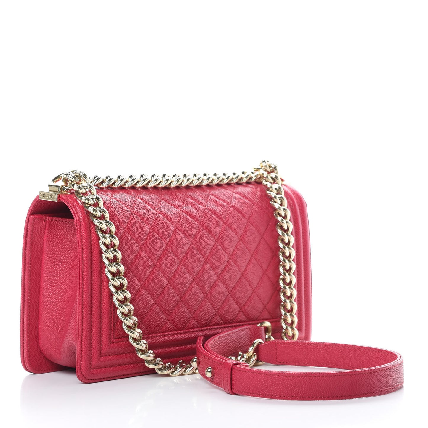Caviar Quilted Medium Boy Flap Fuchsia