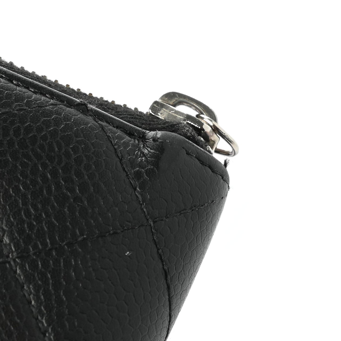 Caviar Quilted Large Gusset Zip Around Wallet Black