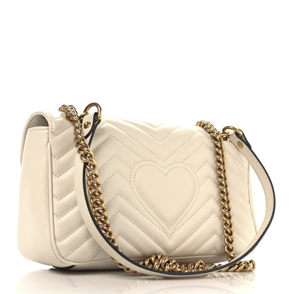 Gucci Calfskin Matelasse Small GG Marmont Shoulder Bag White 3 of 12
