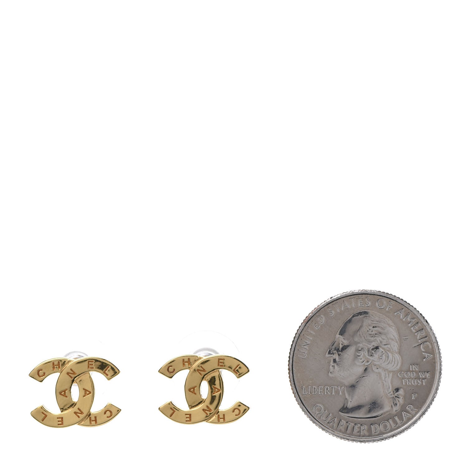 Chanel Metal CC Paris Button Stud Earrings Gold 2 of 5