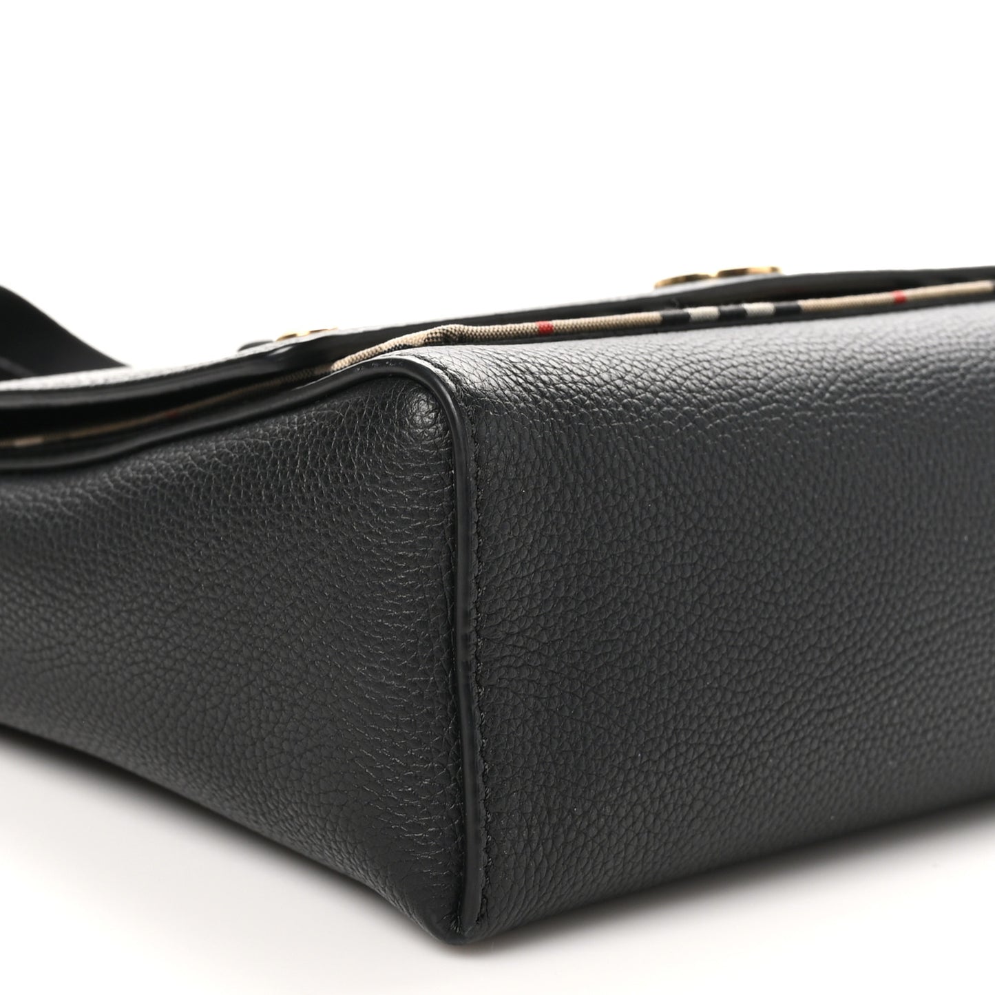 Grainy Calfskin Vintage Check Note Crossbody Bag Black