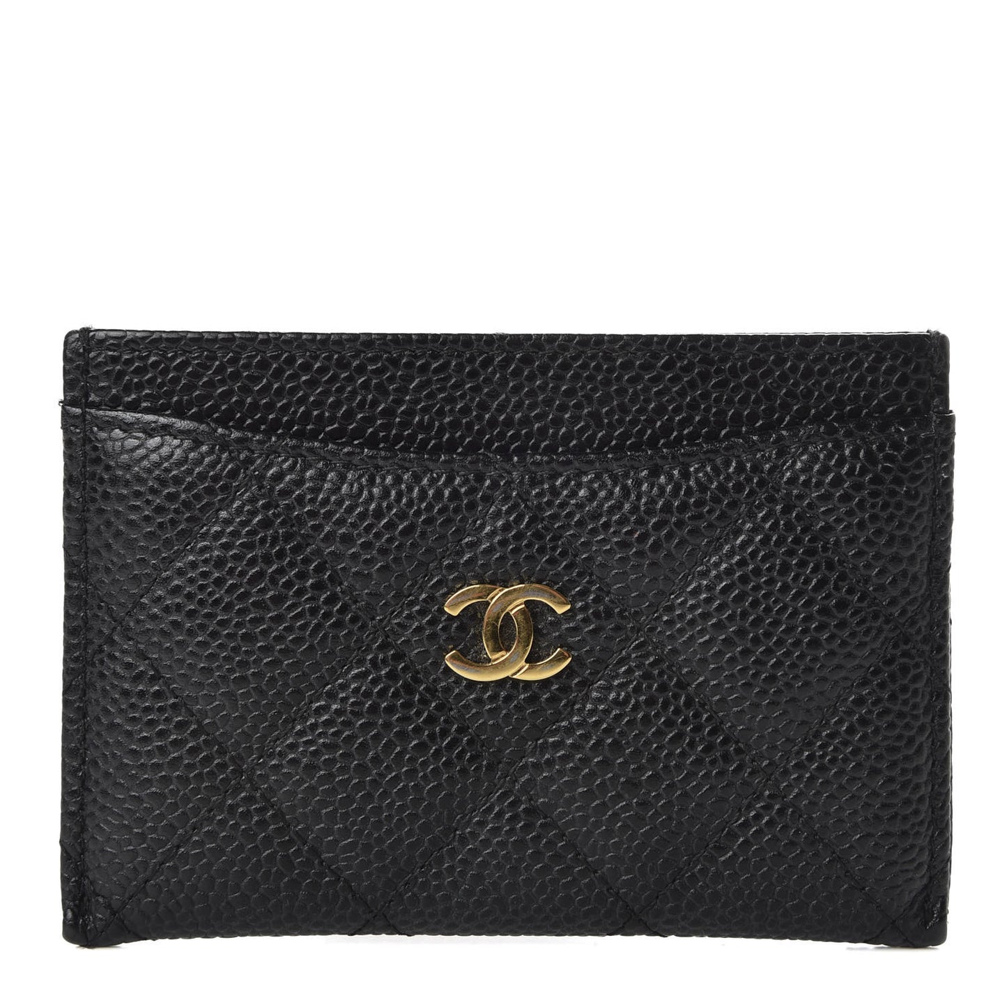Caviar Quilted Card Holder Black