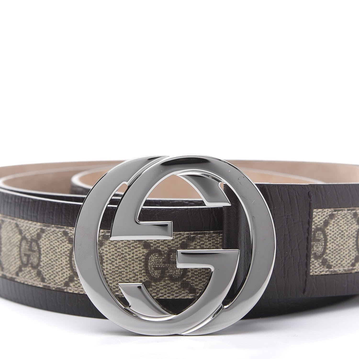 Gucci GG Supreme Monogram Niagara Lux Calfskin Interlocking G 40mm Belt 125 50 Beige Ebony Cocoa 6 of 6
