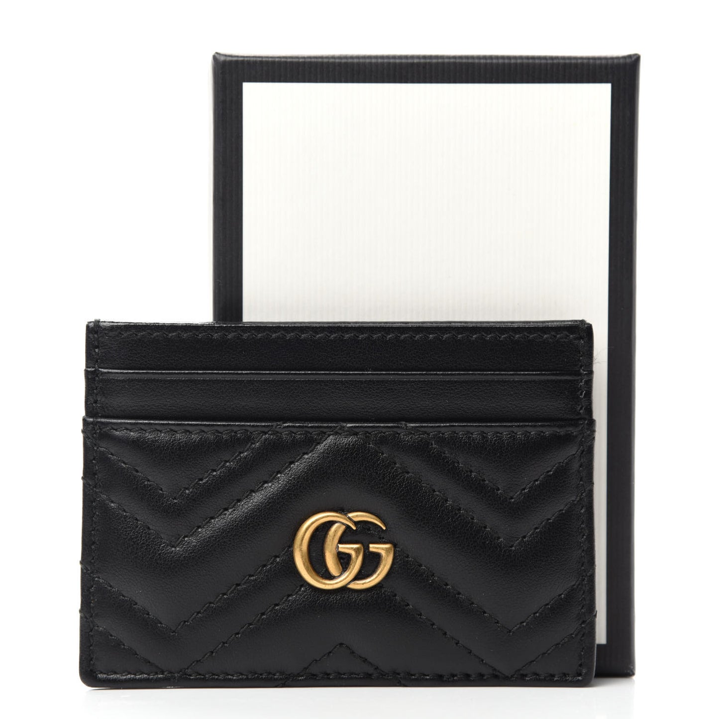Calfskin Matelasse GG Marmont Card Holder Black