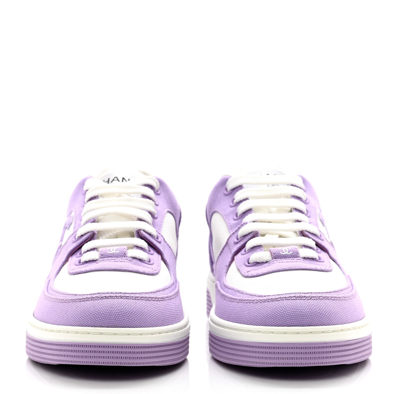 Chanel Cotton Sneakers 38.5 Purple White 2 of 8