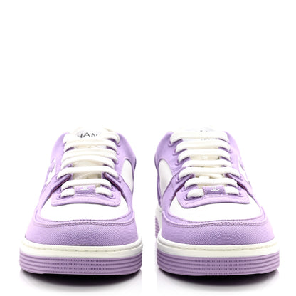 Chanel Cotton Sneakers 38.5 Purple White 2 of 8