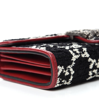 Gucci Tweed GG Monogram Mini Dionysus Chain Wallet Black White Romantic Cherry 6 of 11