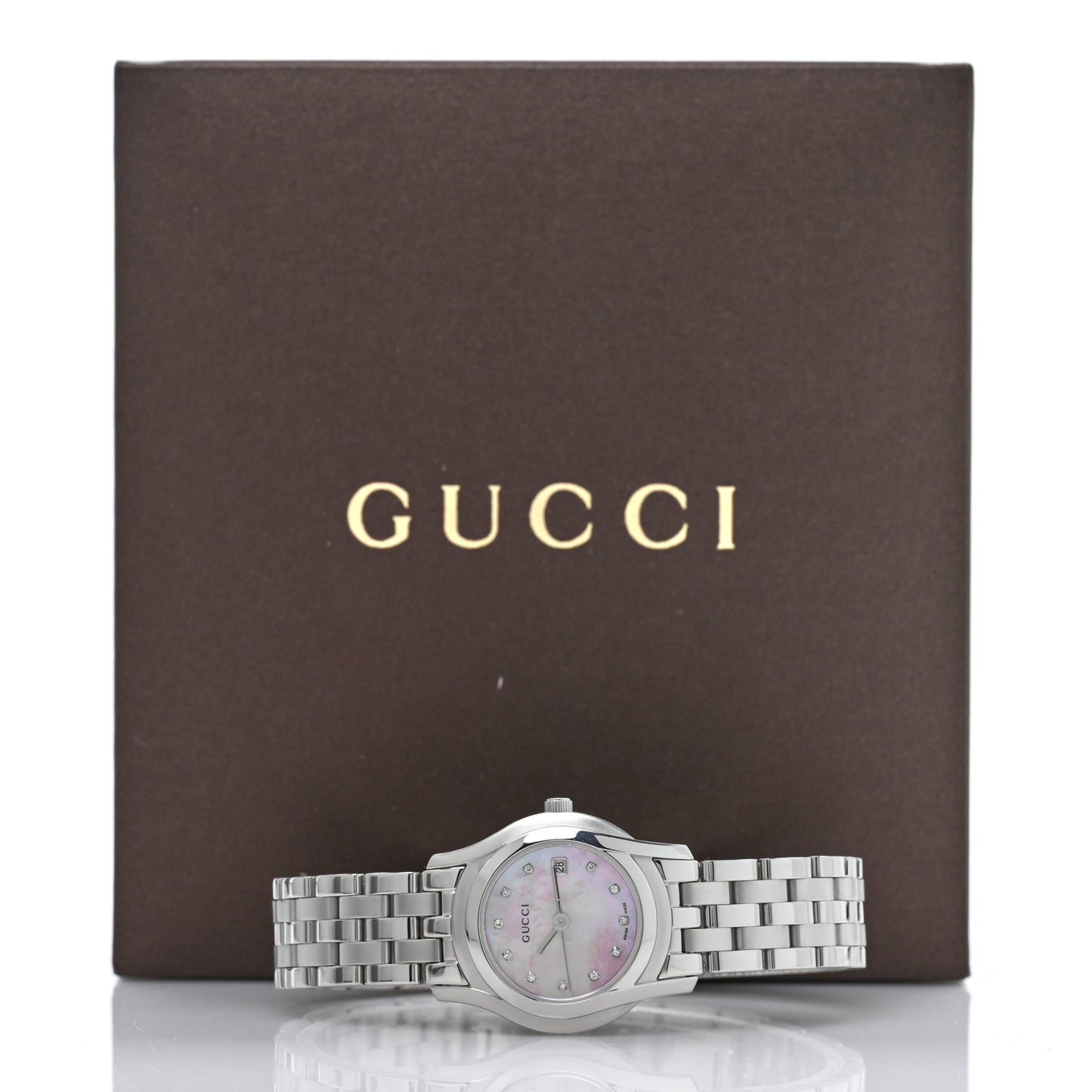 Stainless Steel Diamond Pink Mother of Pearl 27mm 5500L Quartz Watch