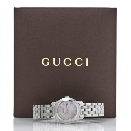 Gucci Stainless Steel Diamond Pink Mother of Pearl 27mm 5500L Quartz Watch 5 of 5