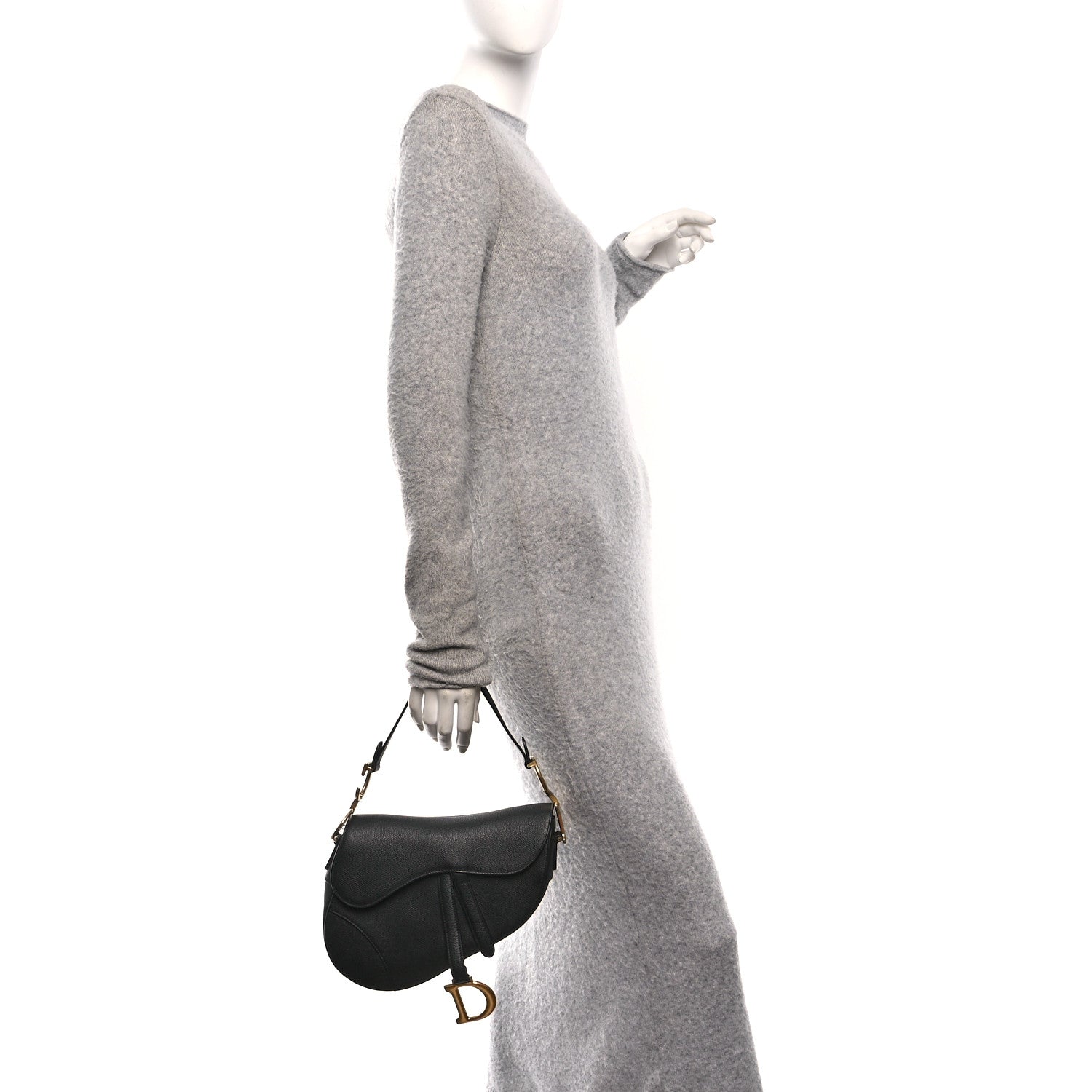 Christian Dior Grained Calfskin Saddle Bag Black 2 of 11