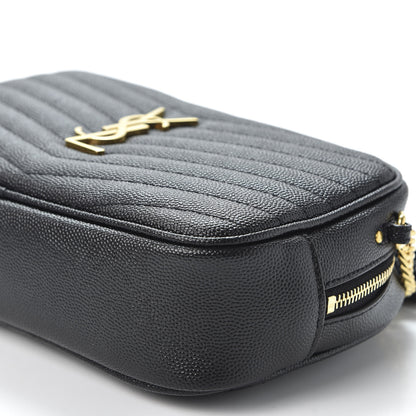 Saint Laurent Grain De Poudre Matelasse Monogram Mini Lou Camera Bag Black 6 of 9