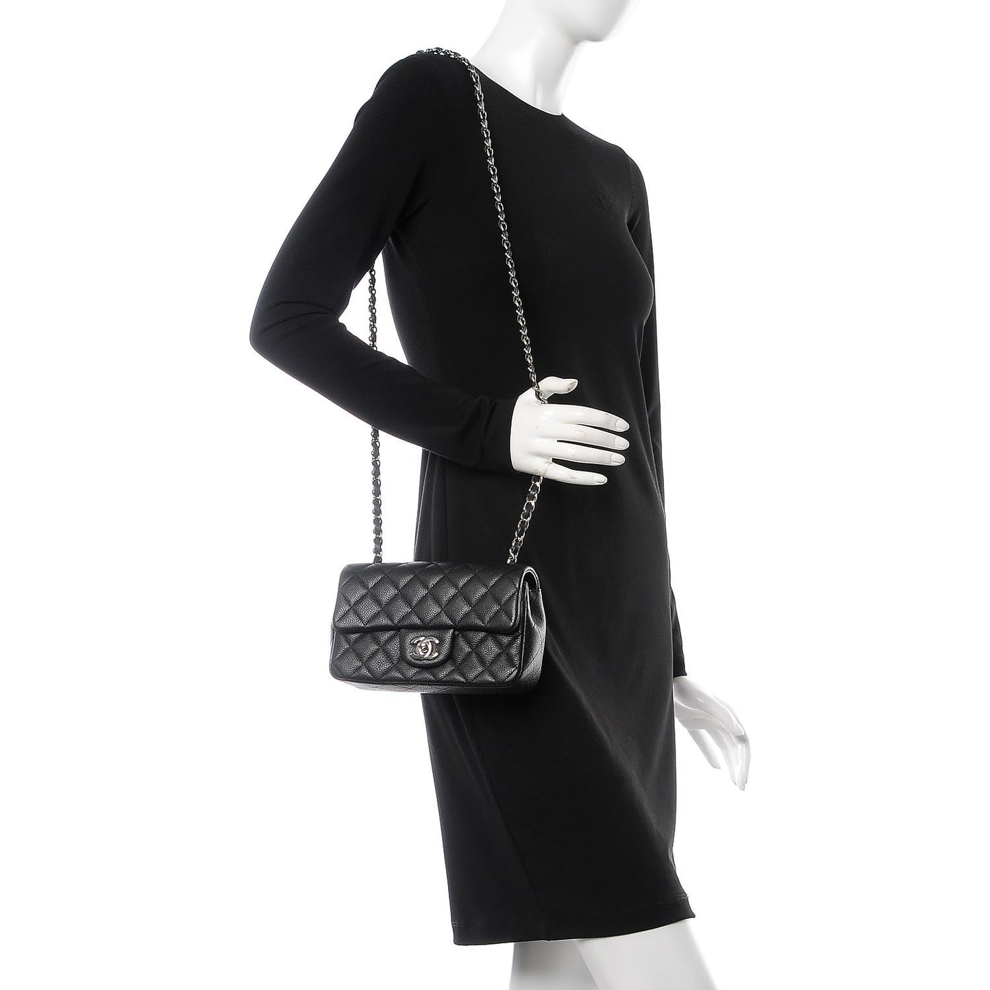 Caviar Quilted Mini Rectangular Flap Black