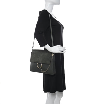 Chloe Calfskin Suede Medium Faye Shoulder Bag Deep Forest 2 of 9