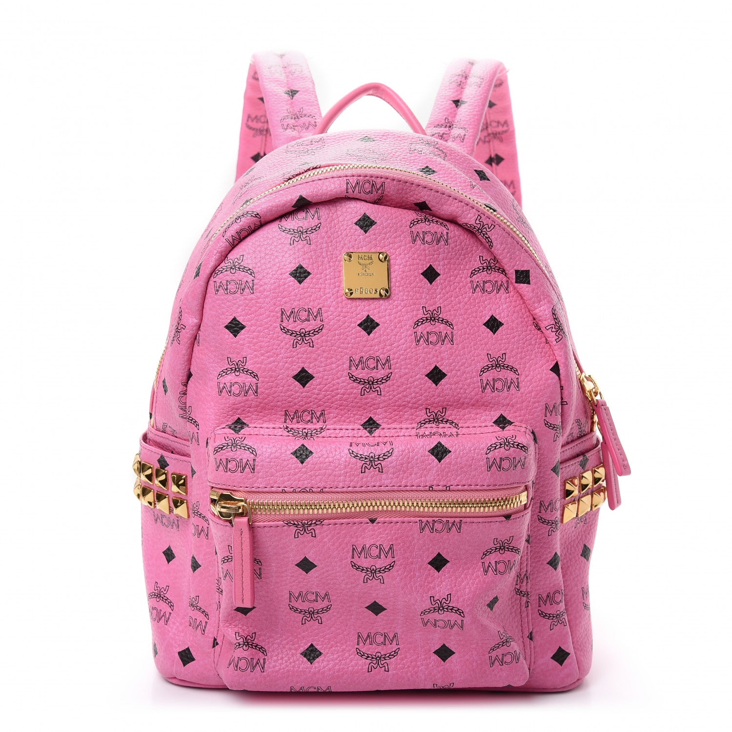 MCM Visetos Small Side Stud Stark Backpack Pink 1 of 9